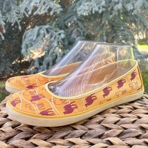 Keds Gold Satin Eleanor Camel Ballet Slip-on Wearable Art Ballet Flats. Size 7.5